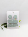 Sage Green Speckled Granite Polymer Clay Statement Earrings | Earthy Teardrop Geometric Dangles